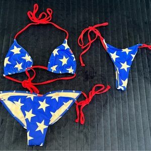 Doll Swimwear Patriotic Bikini Set - Small top & medium bottoms ❤️🤍💙